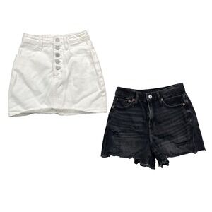 Denim Shorts & Jean Mini Skirt Lot (2) Women's XS Academia Preppy Y2K 90's Chic